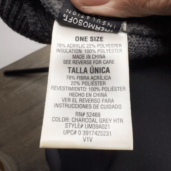 Thermosoft Men's Insulated Knit Cuffed Beanie Charcoal Gray OS - Picture 4 of 5